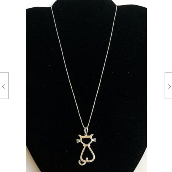 Sterling Silver Kitty Cat Lady Necklace 18" 925 - Picture 4 of 8